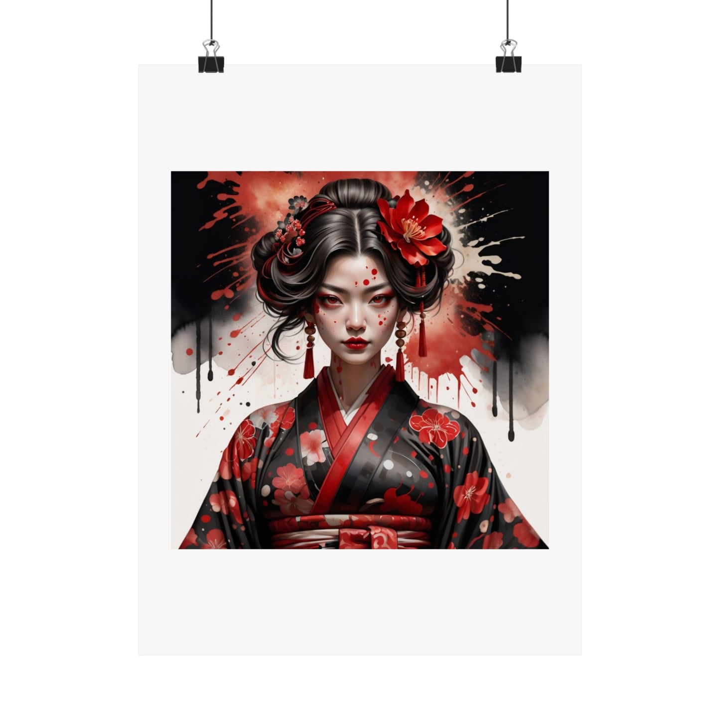 Geisha Noir Matte Poster — Japanese Female Portrait Wall Art