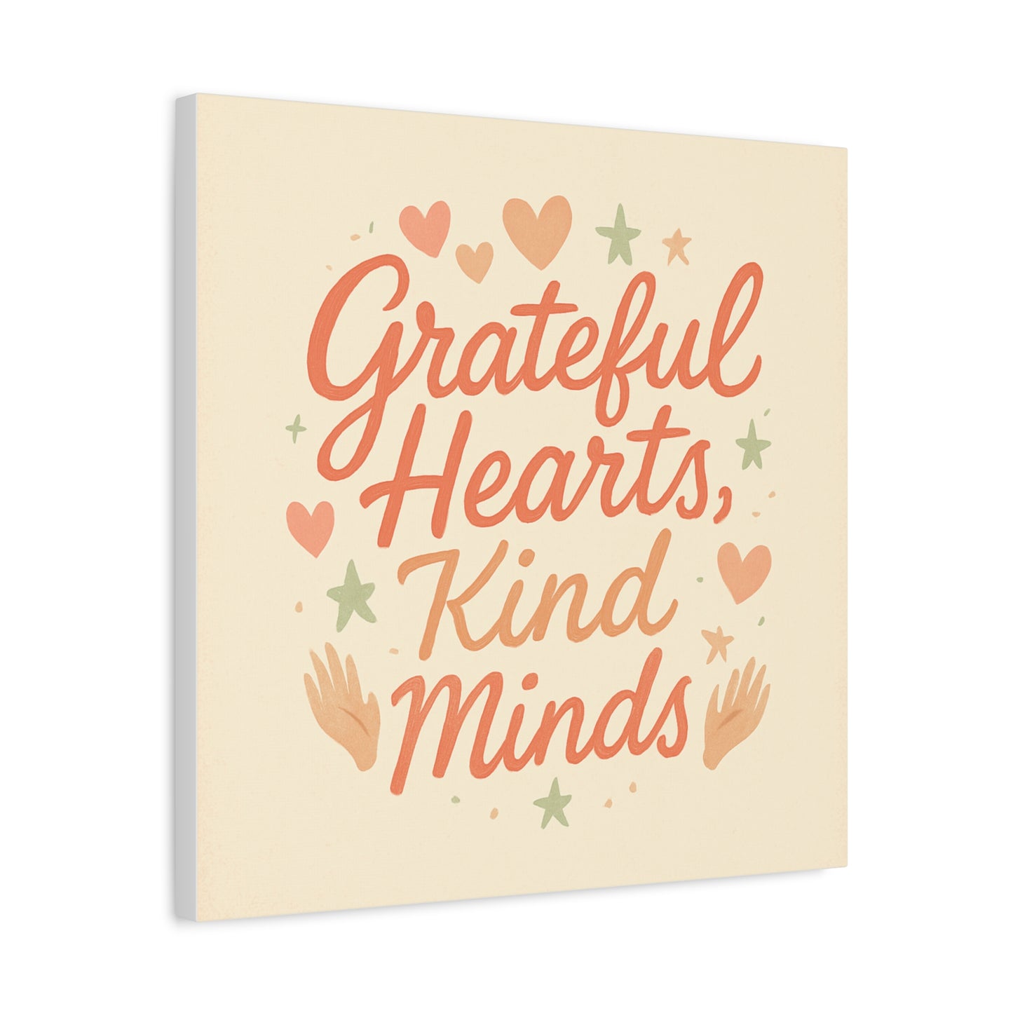 Grateful Hearts Kind Minds Canvas Wall Art — Inspirational Quote Matte Canvas