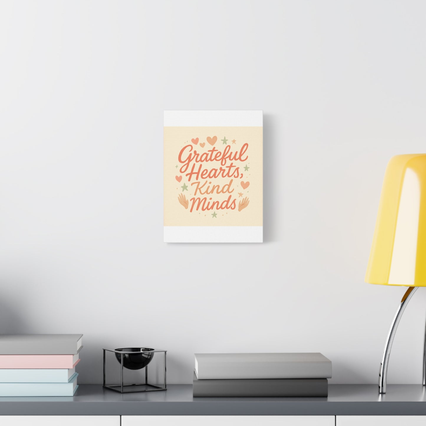 Grateful Hearts Kind Minds Canvas Wall Art — Inspirational Quote Matte Canvas
