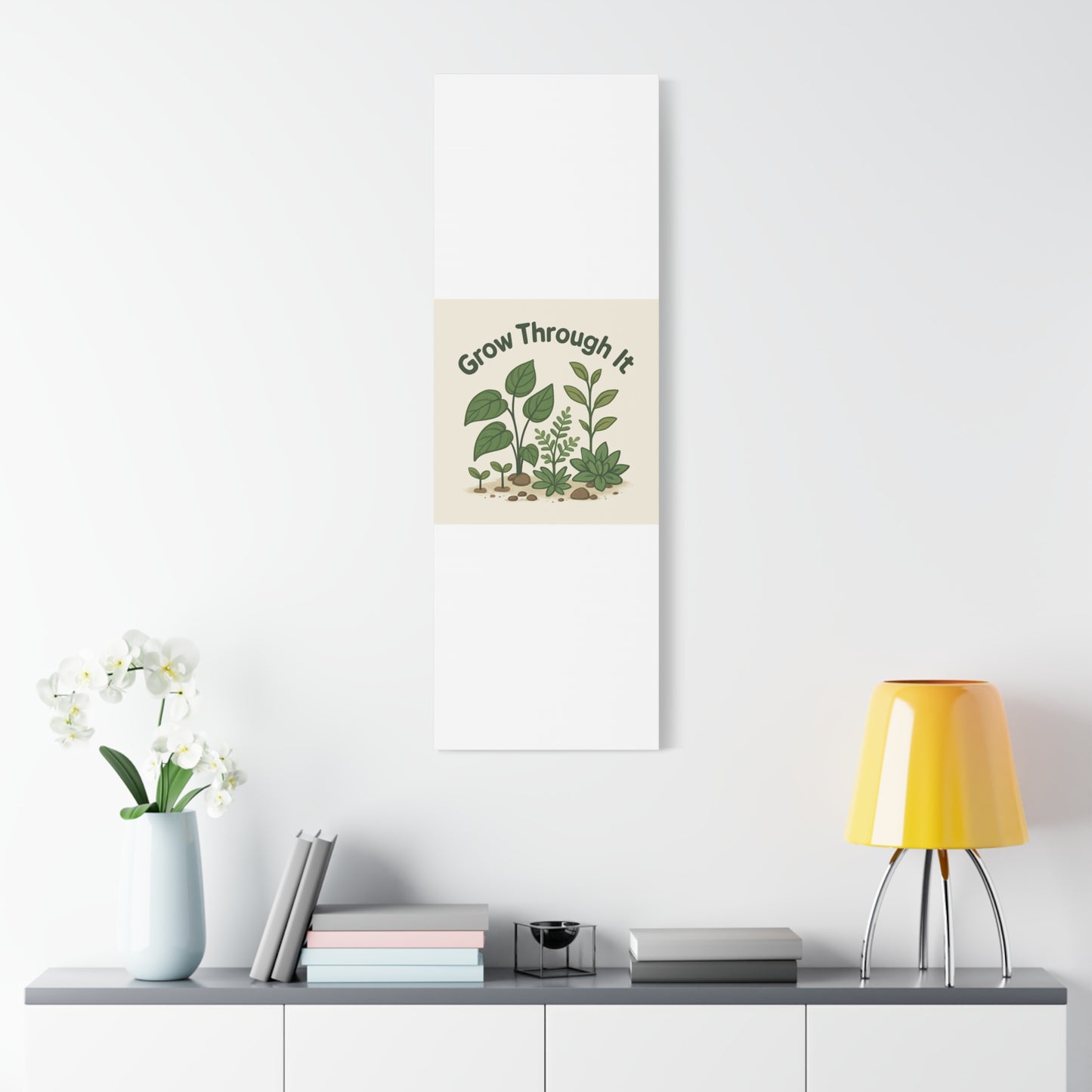 Grow Through It Canvas Wall Art — Botanical Inspirational Quote Matte Print