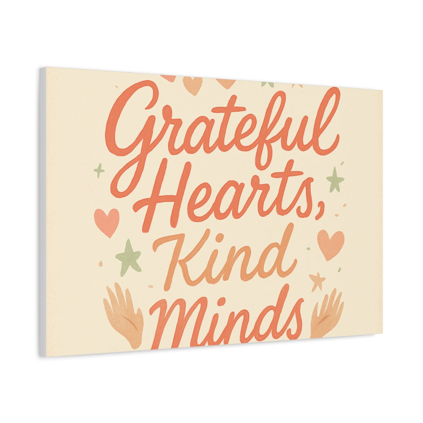 Grateful Hearts Kind Minds Canvas Wall Art — Inspirational Quote Matte Canvas