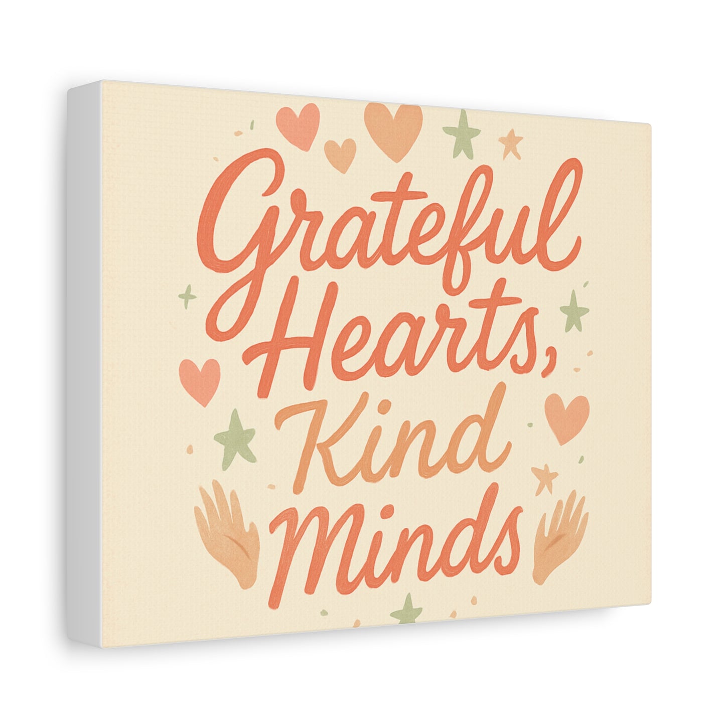 Grateful Hearts Kind Minds Canvas Wall Art — Inspirational Quote Matte Canvas
