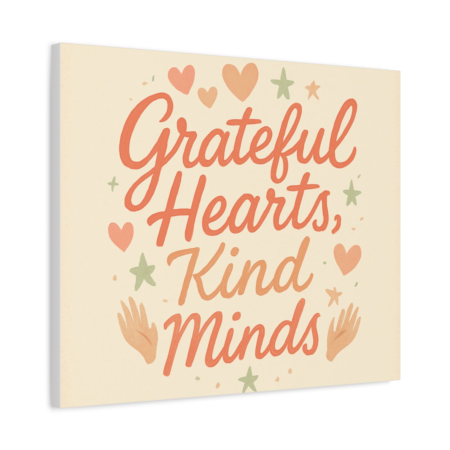 Grateful Hearts Kind Minds Canvas Wall Art — Inspirational Quote Matte Canvas