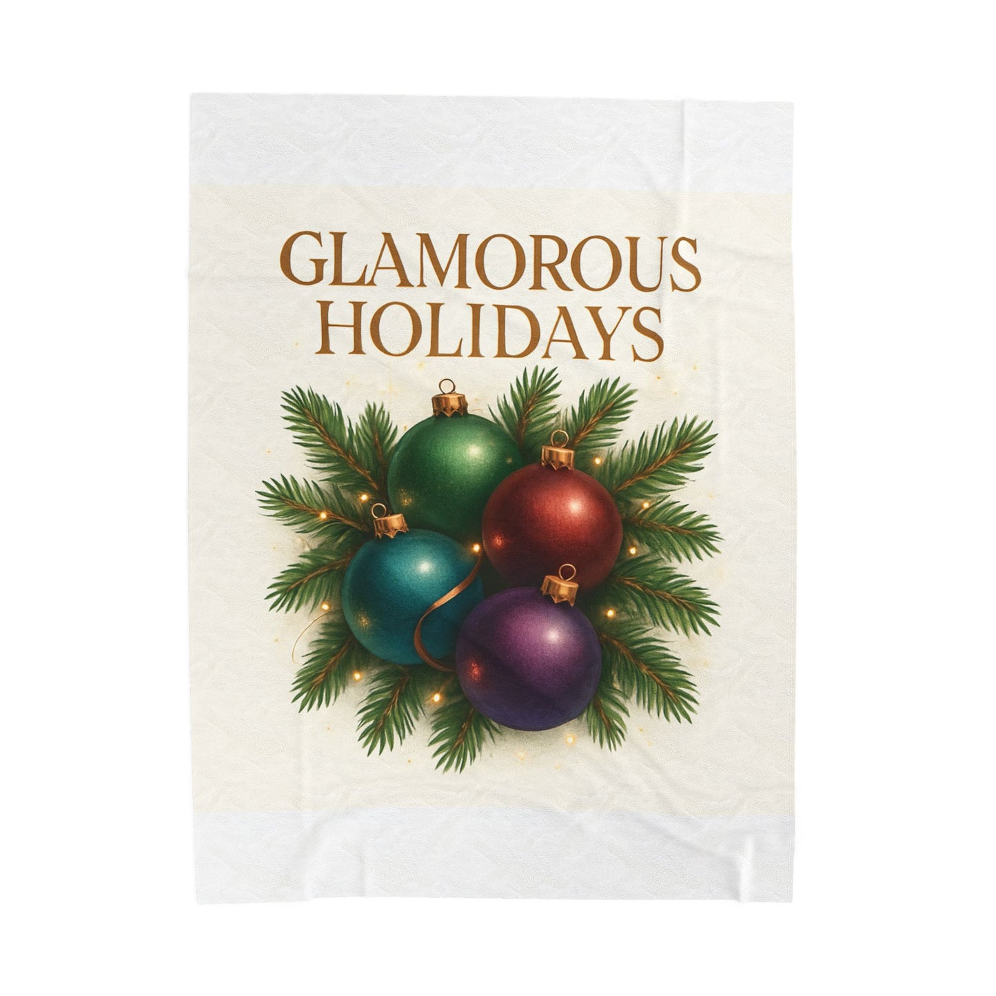 Glamorous Holidays Velveteen Plush Blanket — Festive Christmas Ornaments Cozy Throw