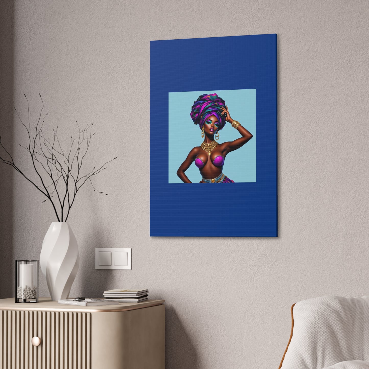 Afro Goddess Canvas Print — Vibrant Headwrap Wall Art
