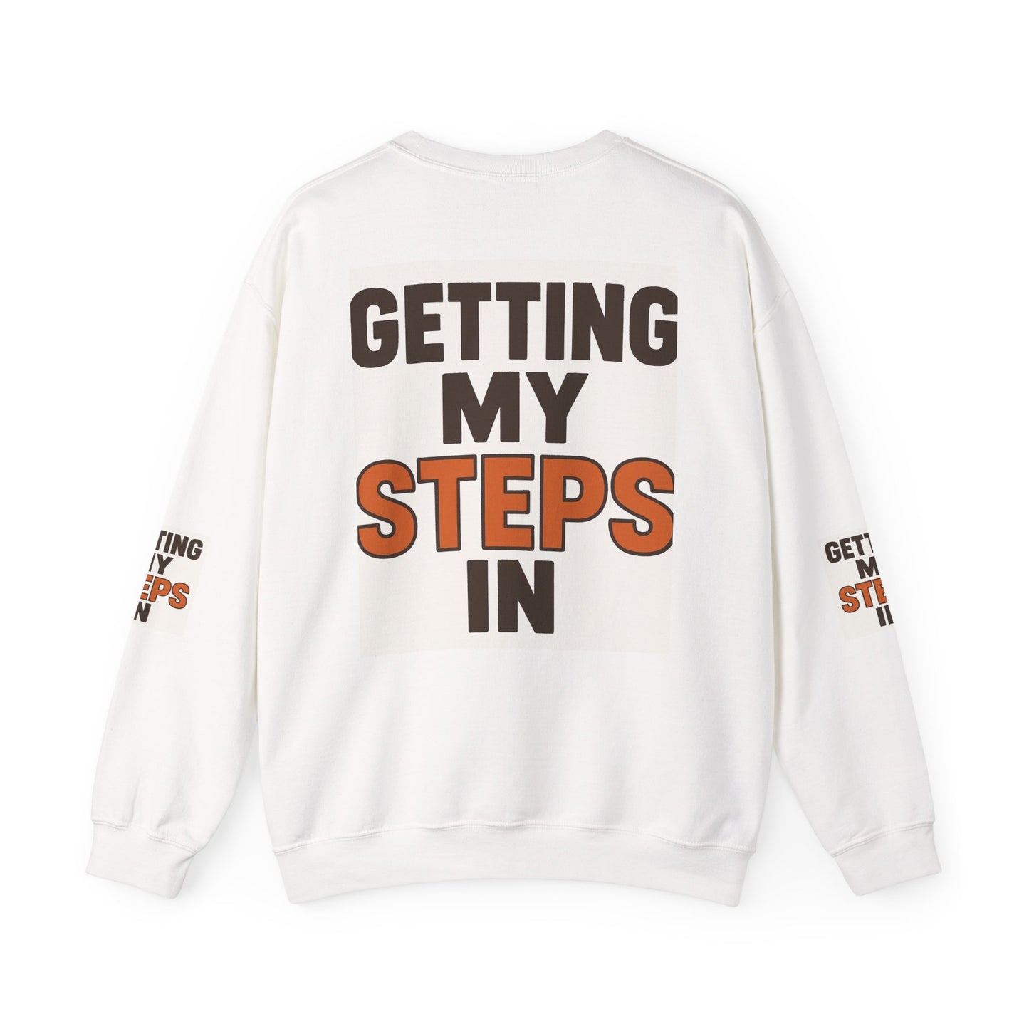 Crewneck Sweatshirt — "Getting My Steps In" Graphic with Kids Playing
