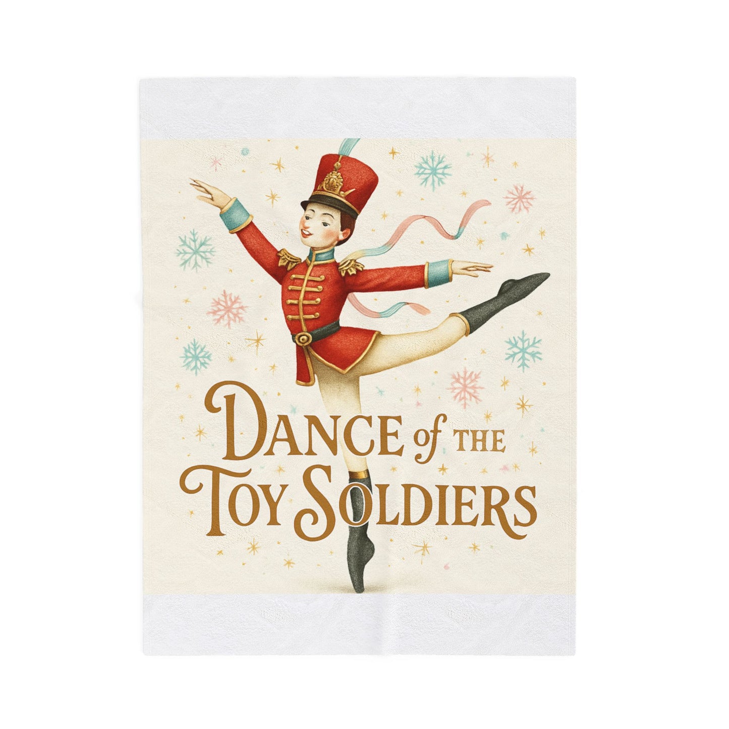 Dance of the Toy Soldiers Velveteen Plush Blanket — Vintage Nutcracker Holiday Throw
