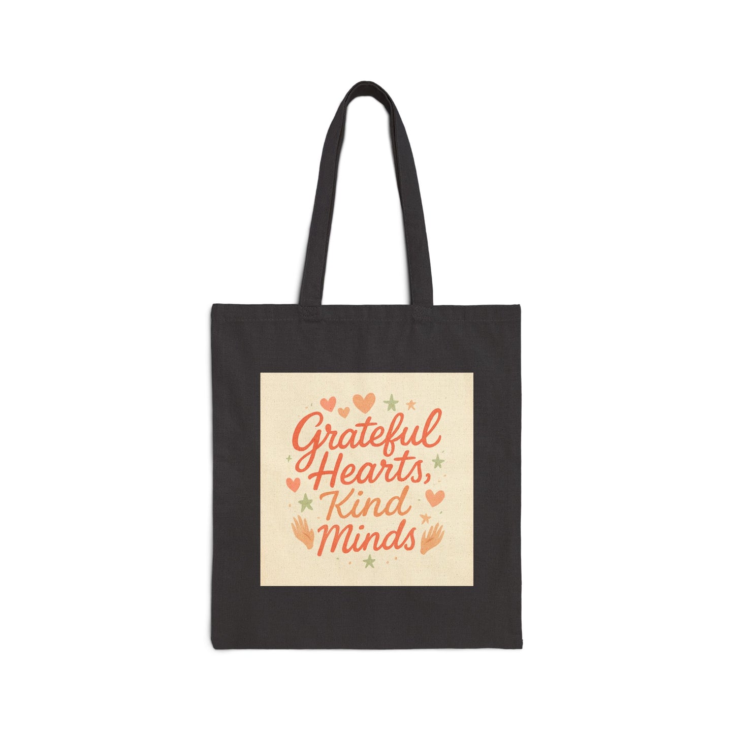 Tote Bag — "Grateful Hearts, Kind Minds" Canvas Grocery & Gift Tote