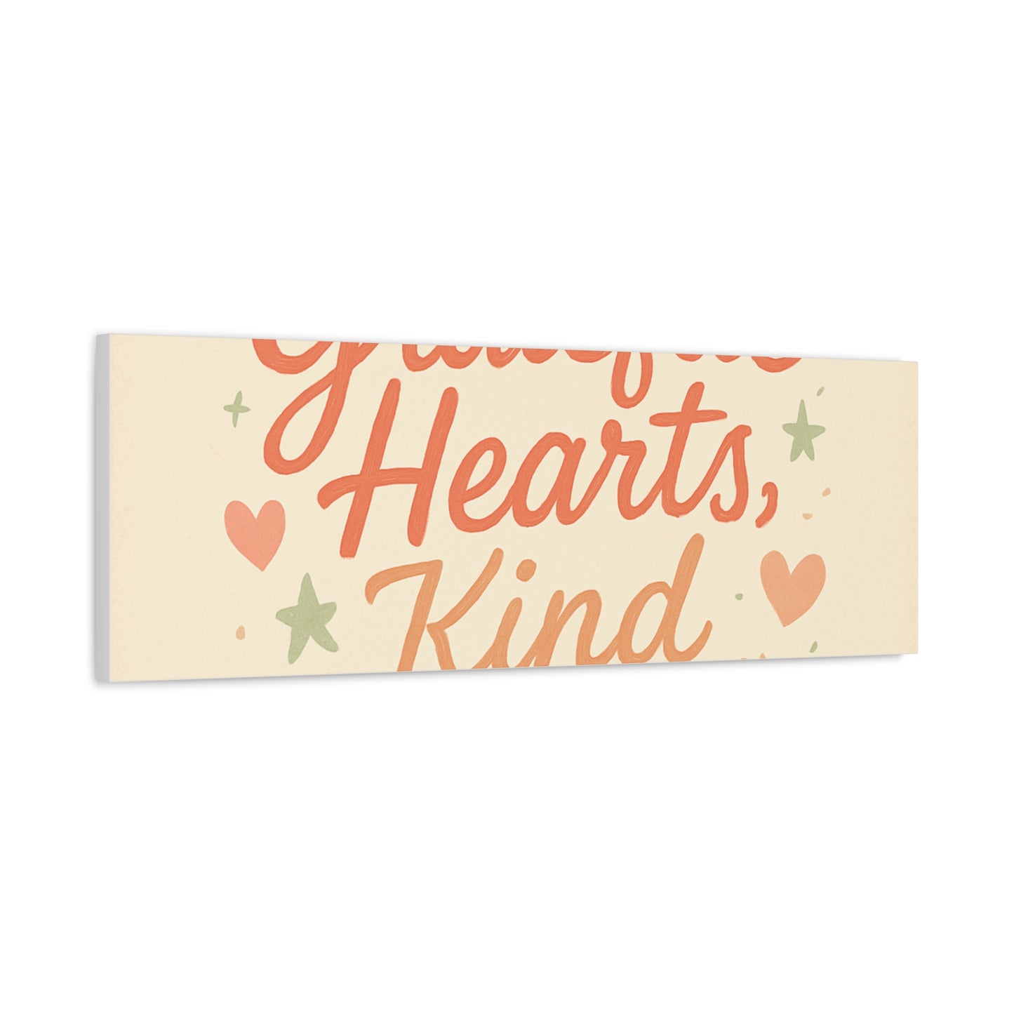 Grateful Hearts Kind Minds Canvas Wall Art — Inspirational Quote Matte Canvas