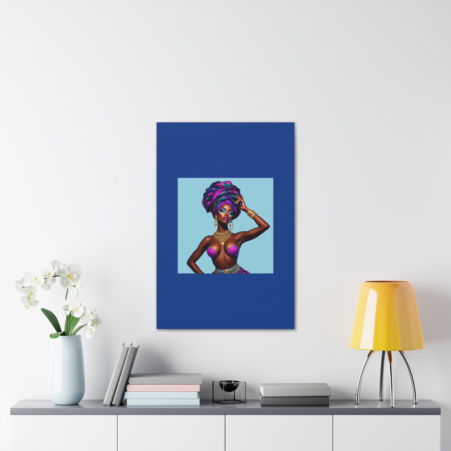 Afro Goddess Canvas Print — Vibrant Headwrap Wall Art