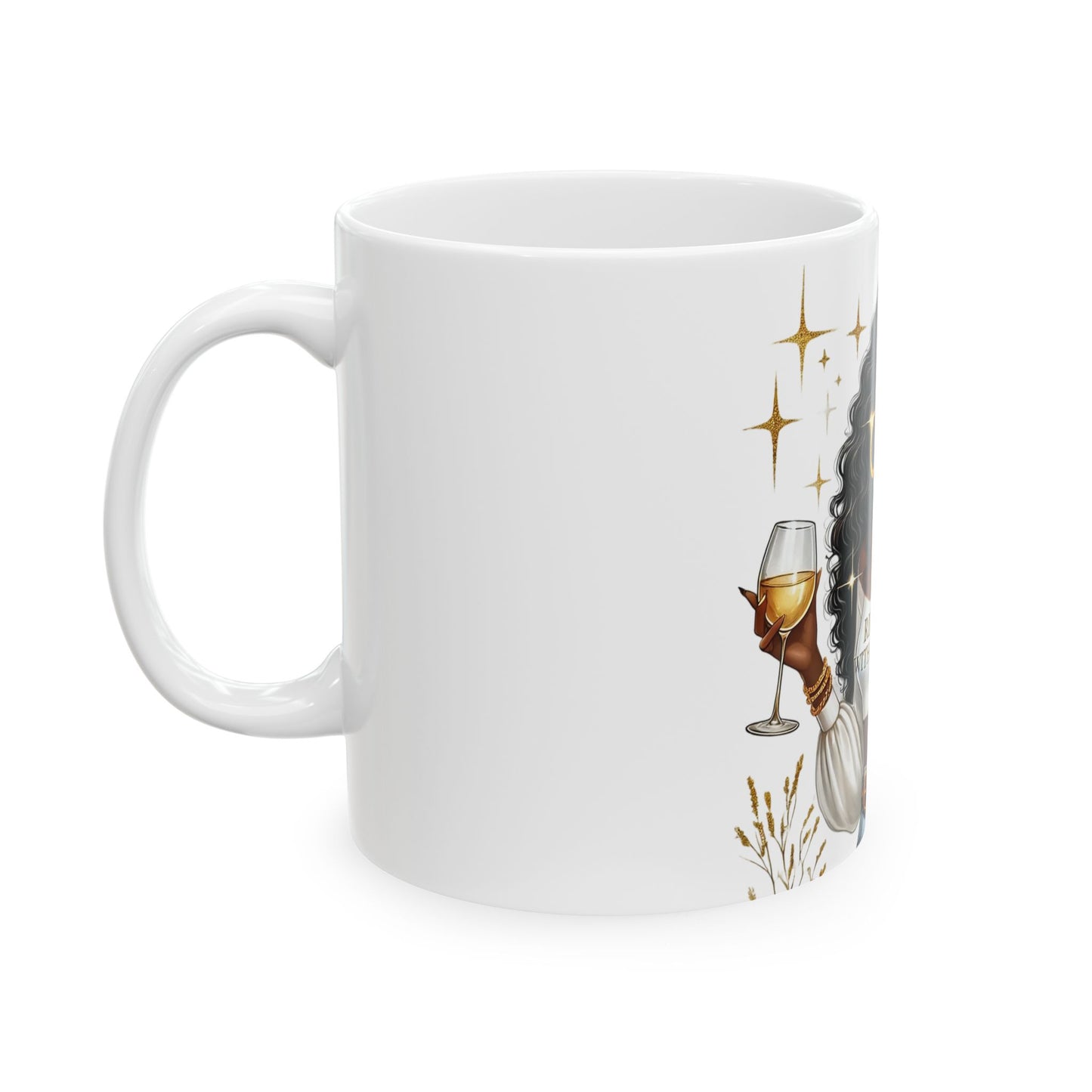 Ceramic Mug — "Rising With Grace" Black Woman Illustration Inspirational Coffee Cup (11oz, 15oz)