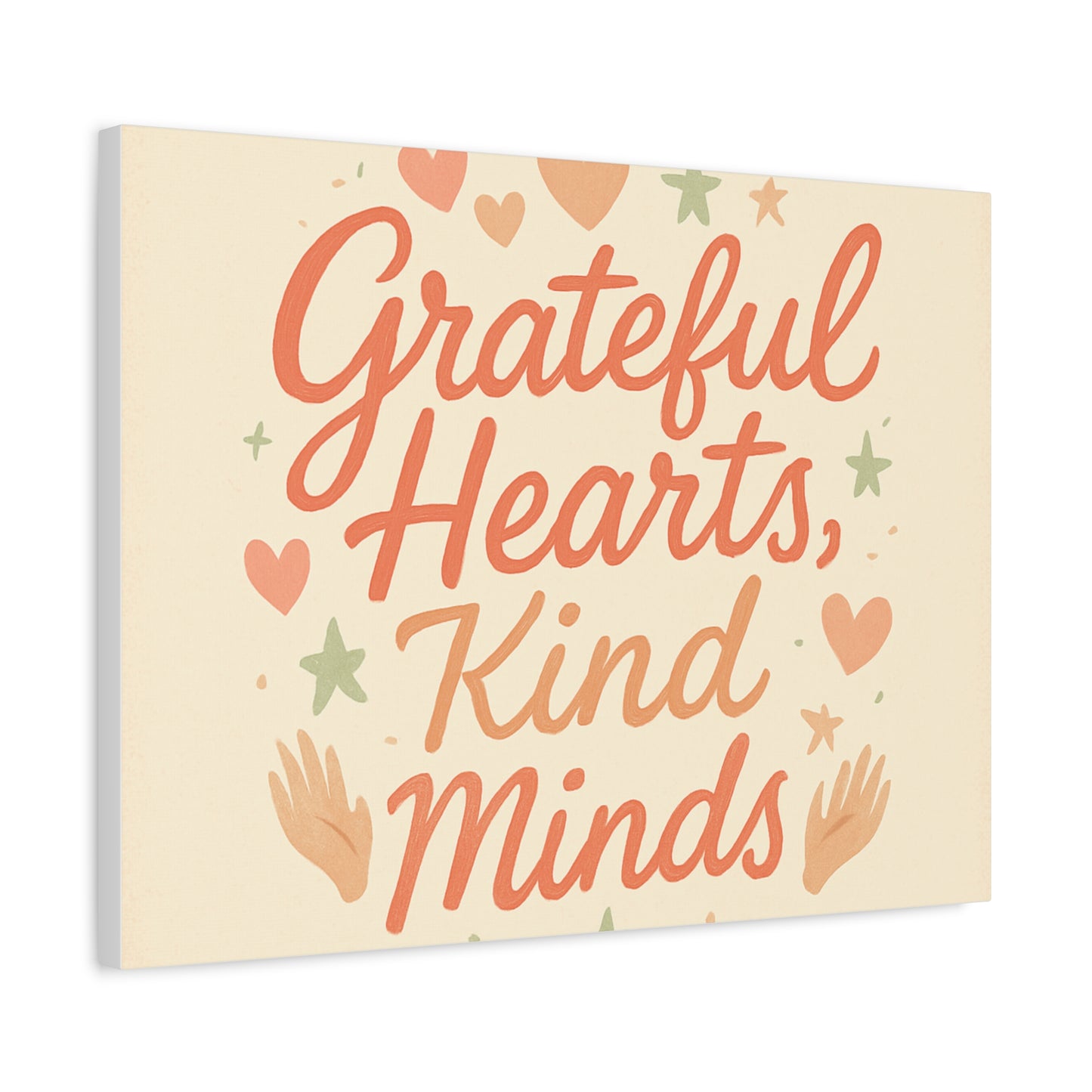 Grateful Hearts Kind Minds Canvas Wall Art — Inspirational Quote Matte Canvas