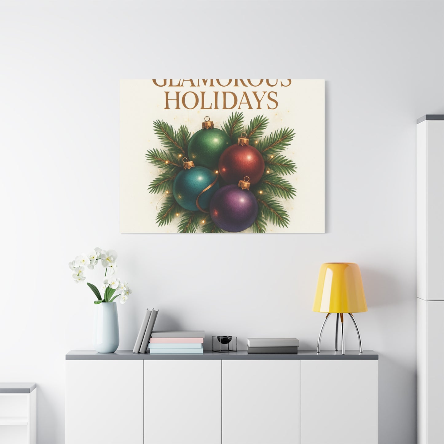 Glamorous Holidays Christmas Ornament Canvas Wall Art