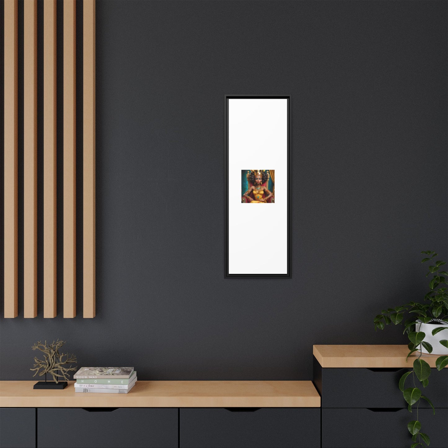 Framed Matte Canvas Art — Regal African Queen Portrait