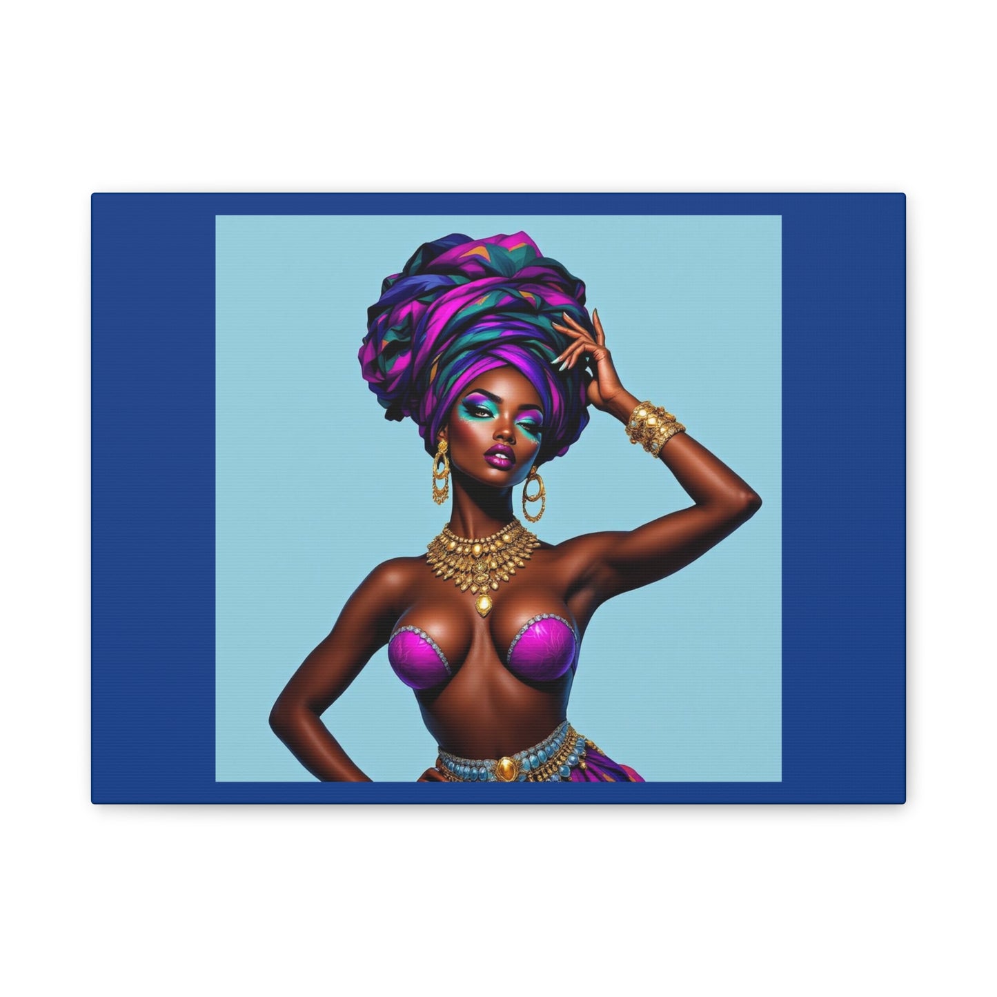 Afro Goddess Canvas Print — Vibrant Headwrap Wall Art