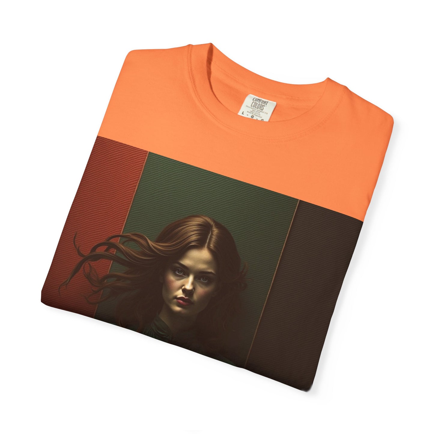 Portrait Photo Tee — Moody Green Woman Graphic T-Shirt