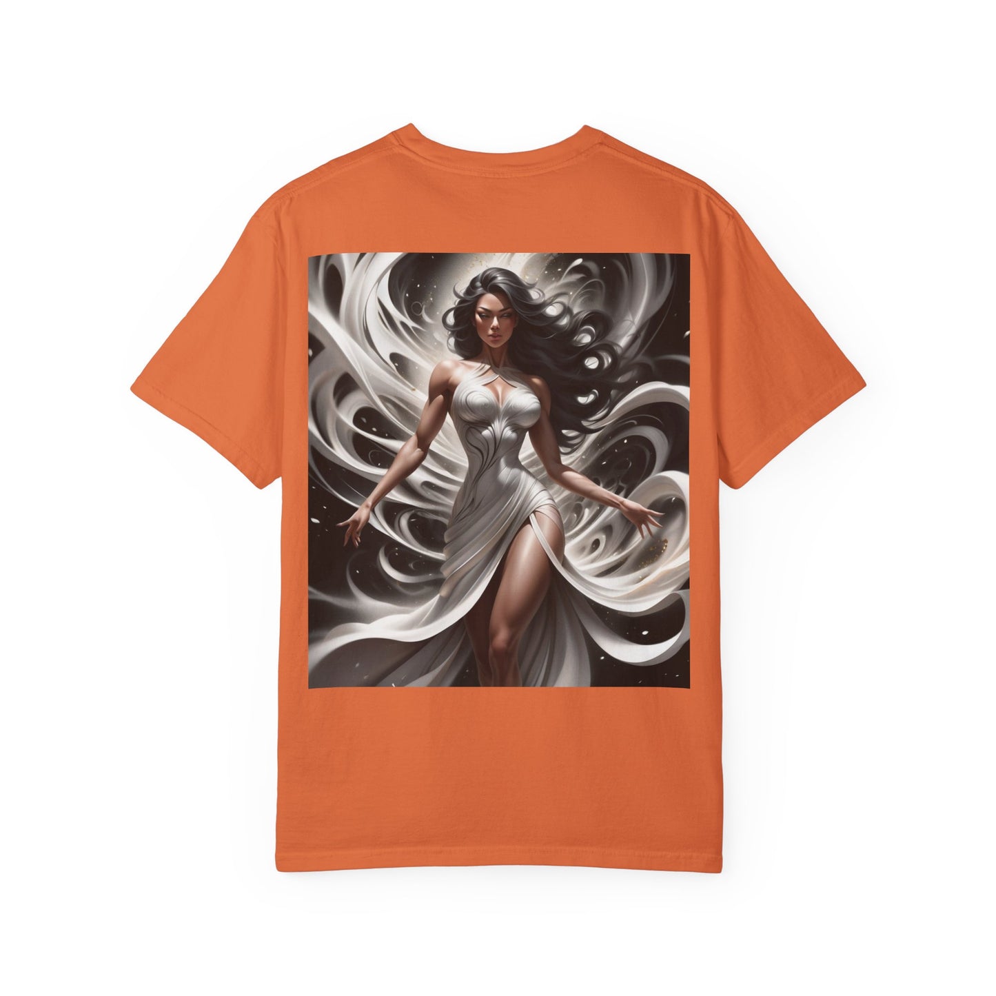 Goddess Art T-Shirt — Elegant White-Draped Fantasy Woman Print
