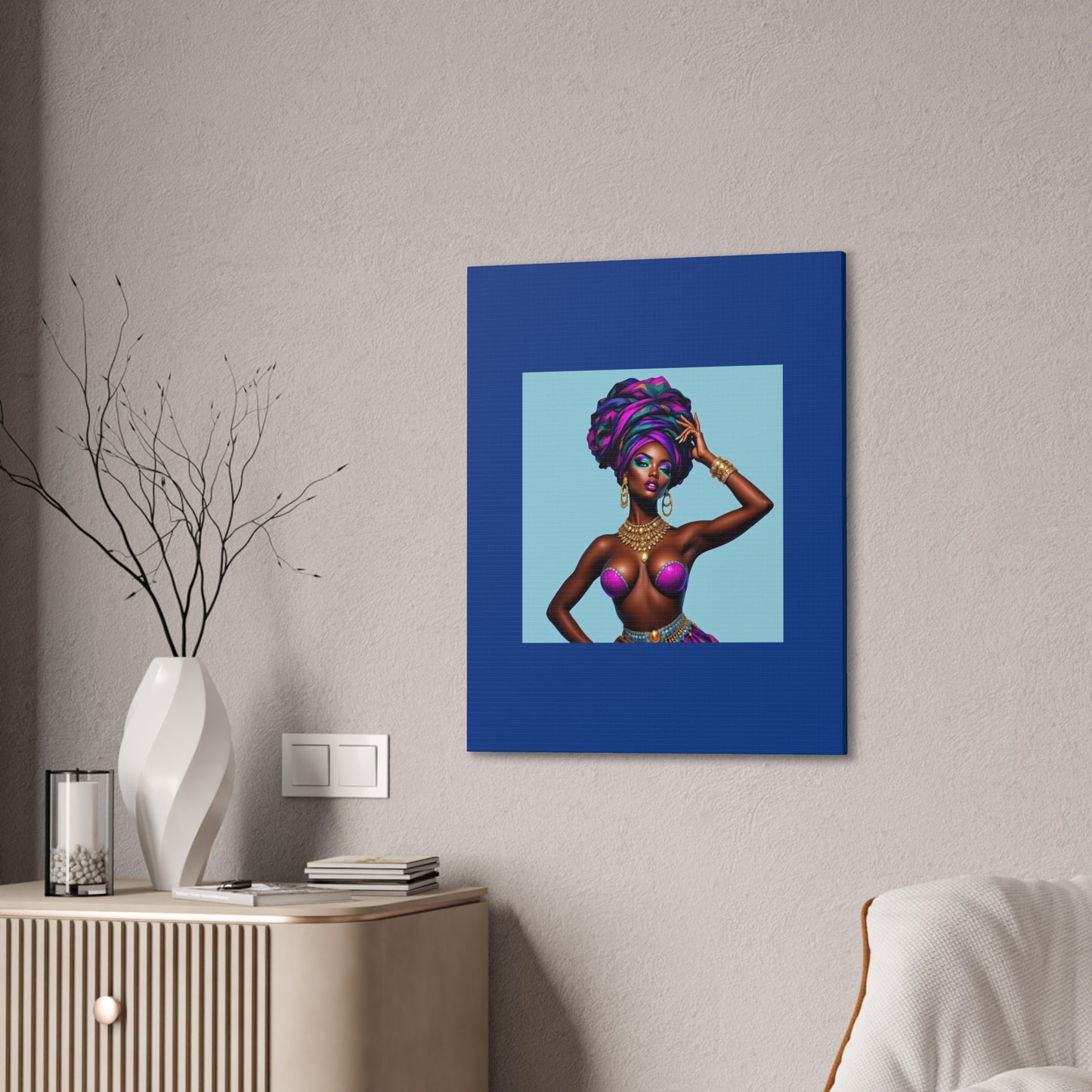 Afro Goddess Canvas Print — Vibrant Headwrap Wall Art