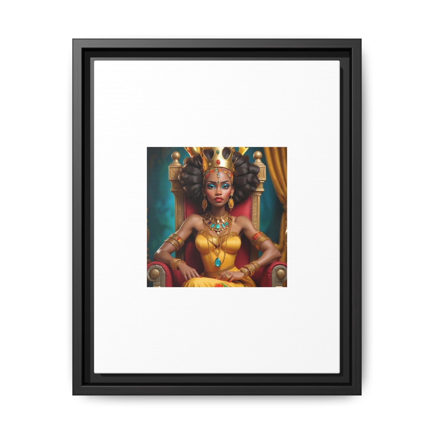 Framed Matte Canvas Art — Regal African Queen Portrait