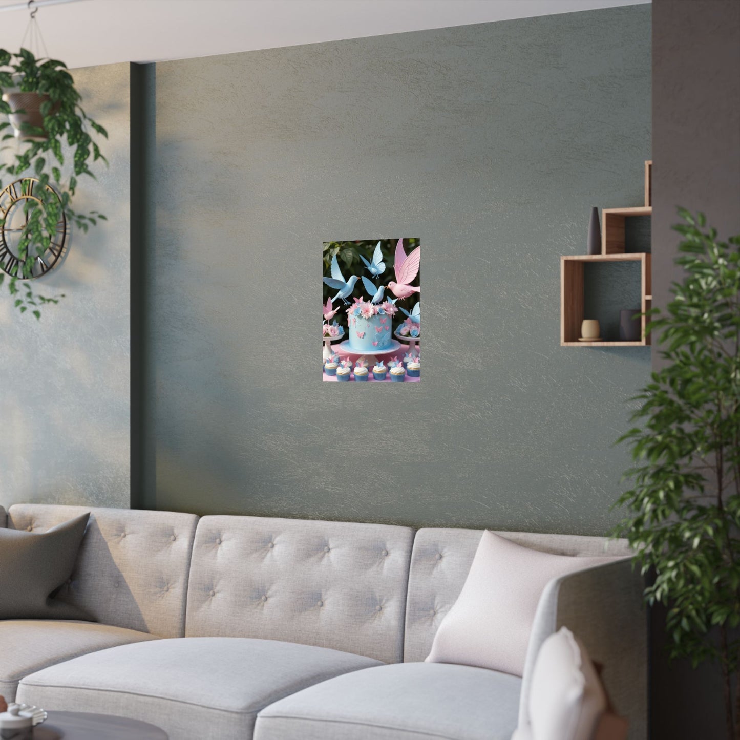 Butterfly & Dove Party Poster — Satin 210gsm Decorative Cake Print