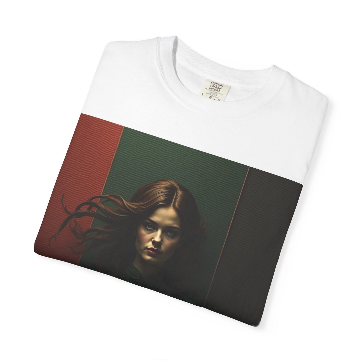 Portrait Photo Tee — Moody Green Woman Graphic T-Shirt