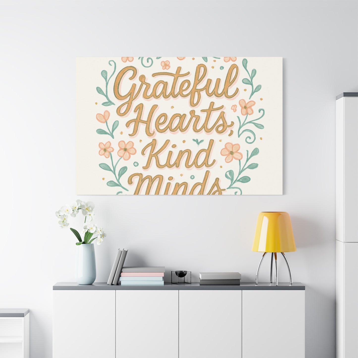 Grateful Hearts Kind Minds Canvas Wall Art