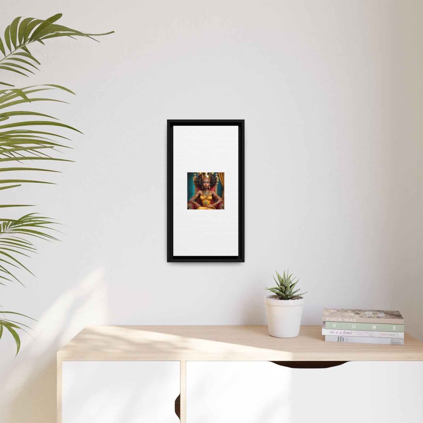 Framed Matte Canvas Art — Regal African Queen Portrait