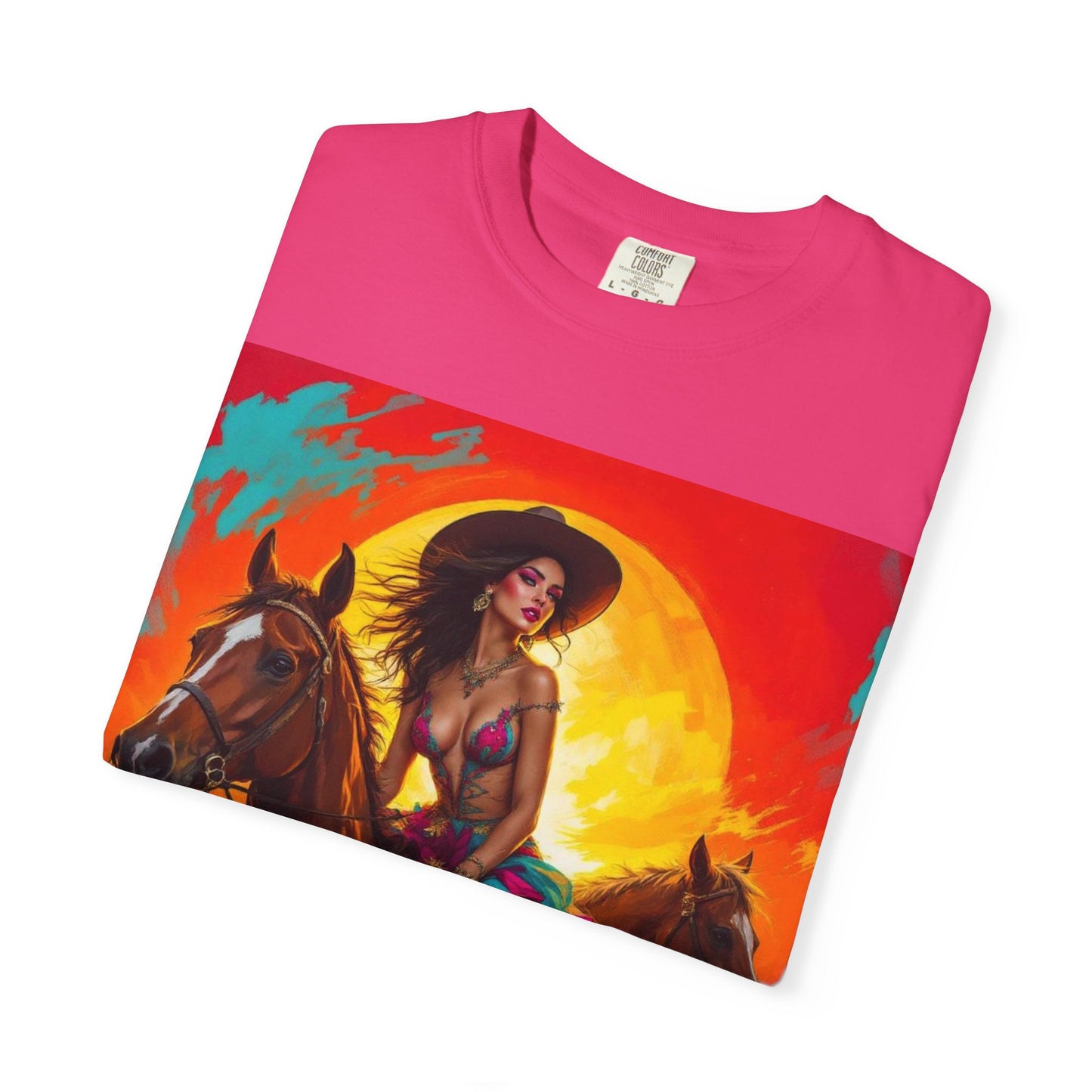 Cowgirl Sunset T-Shirt — Vibrant Western Horse Art Tee