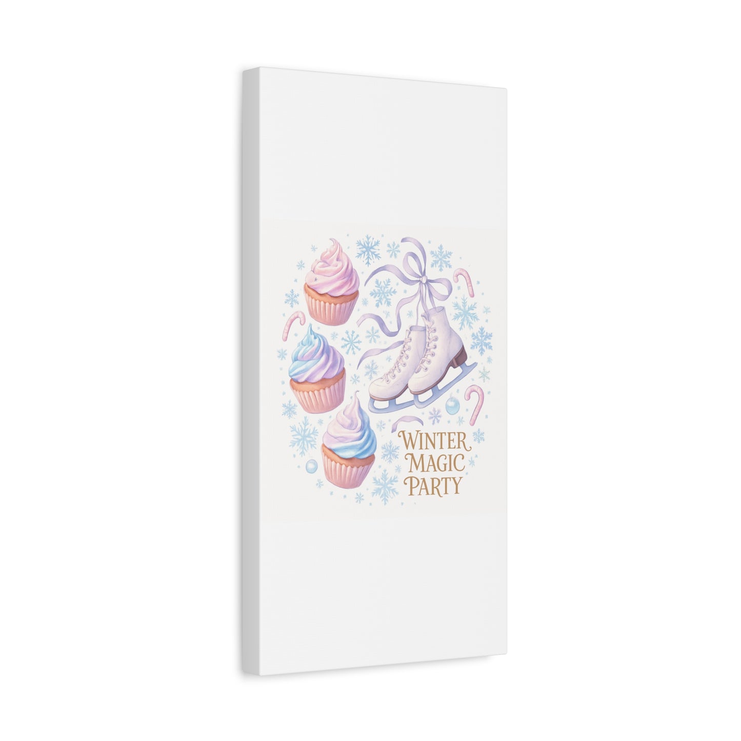 Winter Magic Party Canvas — Ice Skates & Cupcakes Matte Wall Art