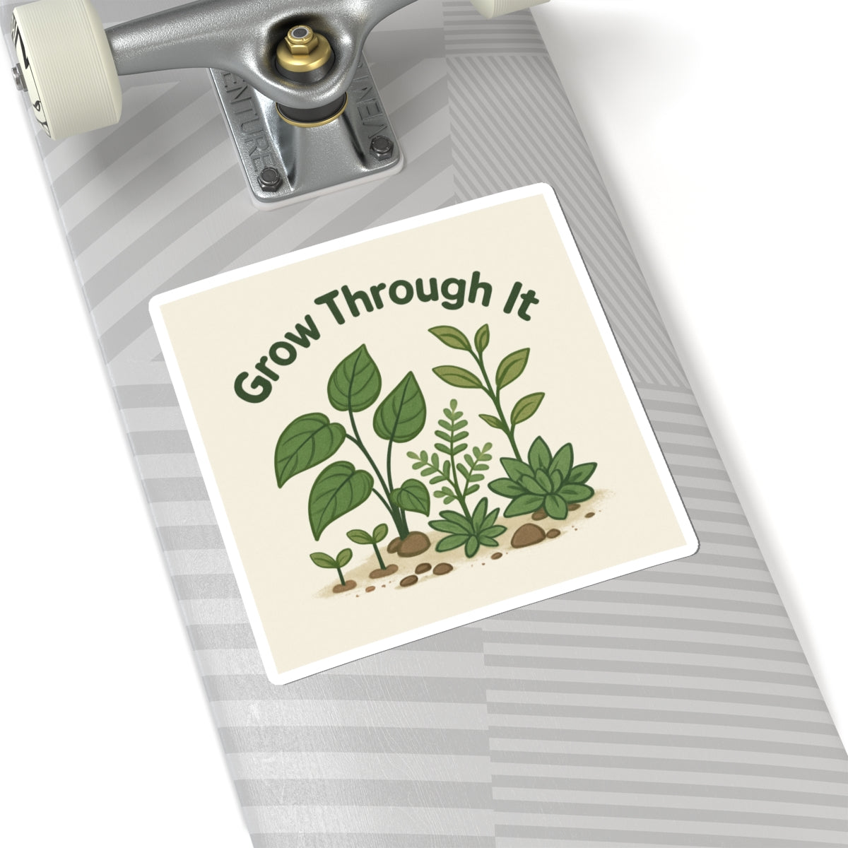 Grow Through It Plant Sticker — Motivational Botanical Kiss-Cut Sticker