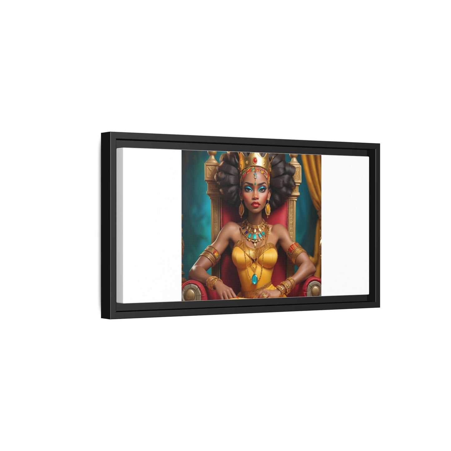 Framed Matte Canvas Art — Regal African Queen Portrait
