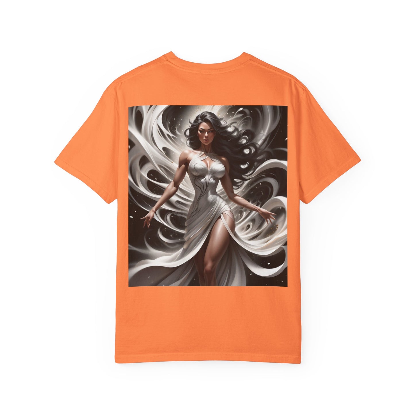 Goddess Art T-Shirt — Elegant White-Draped Fantasy Woman Print