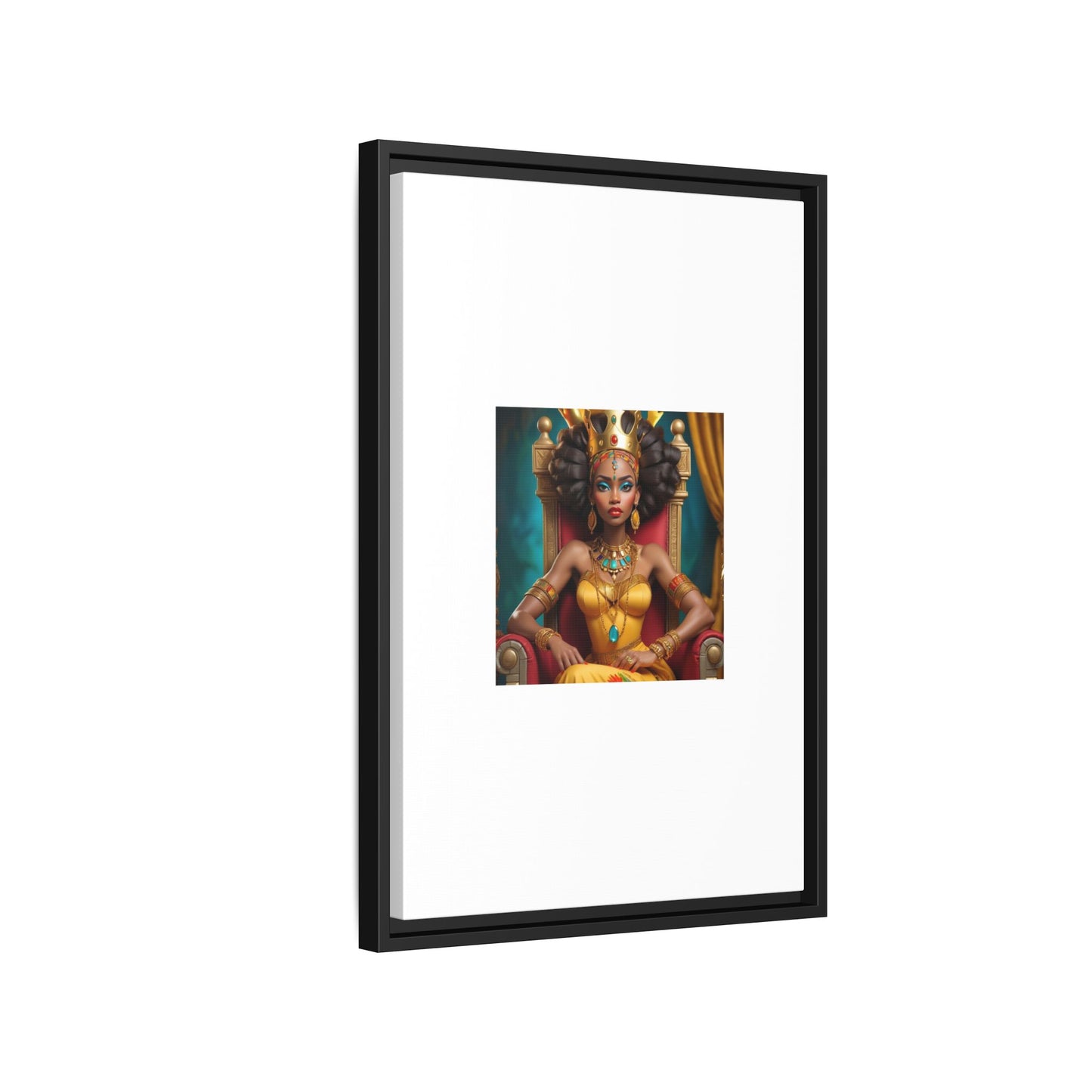 Framed Matte Canvas Art — Regal African Queen Portrait