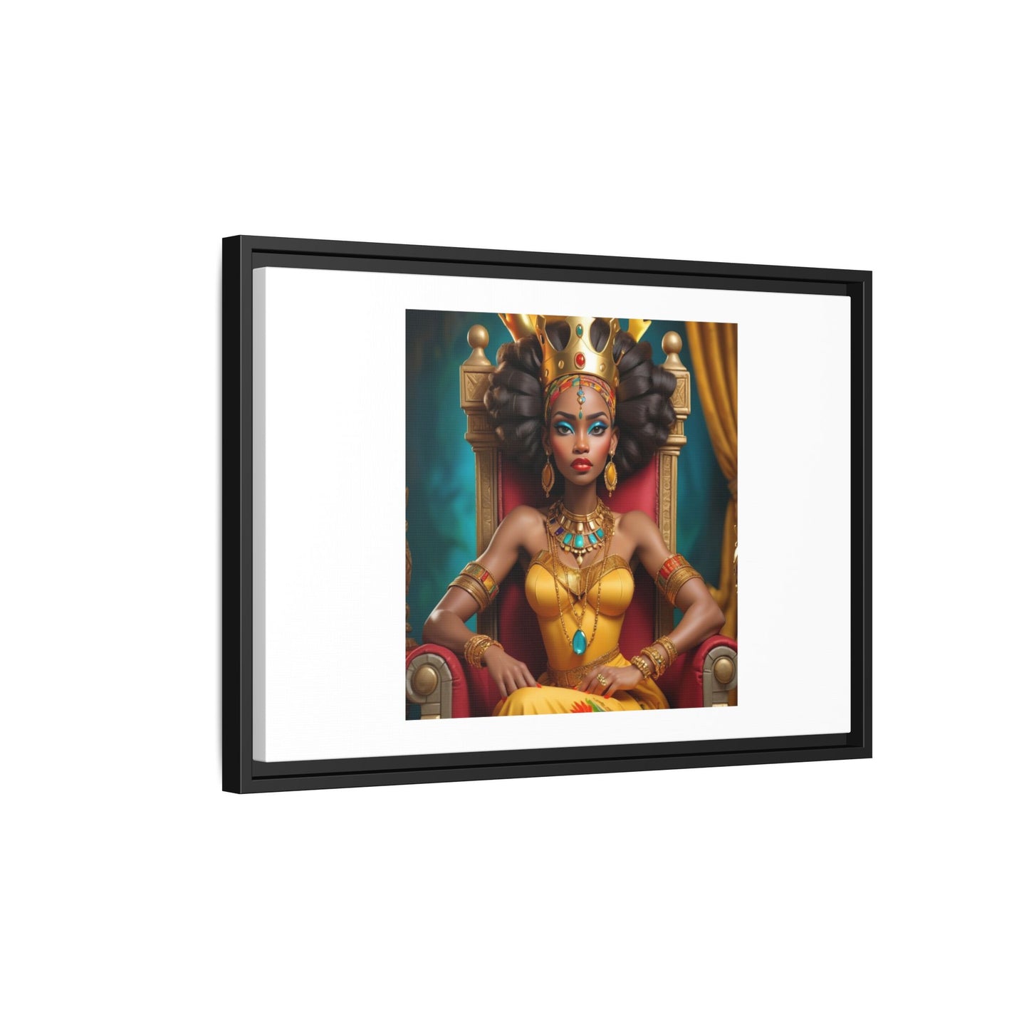 Framed Matte Canvas Art — Regal African Queen Portrait