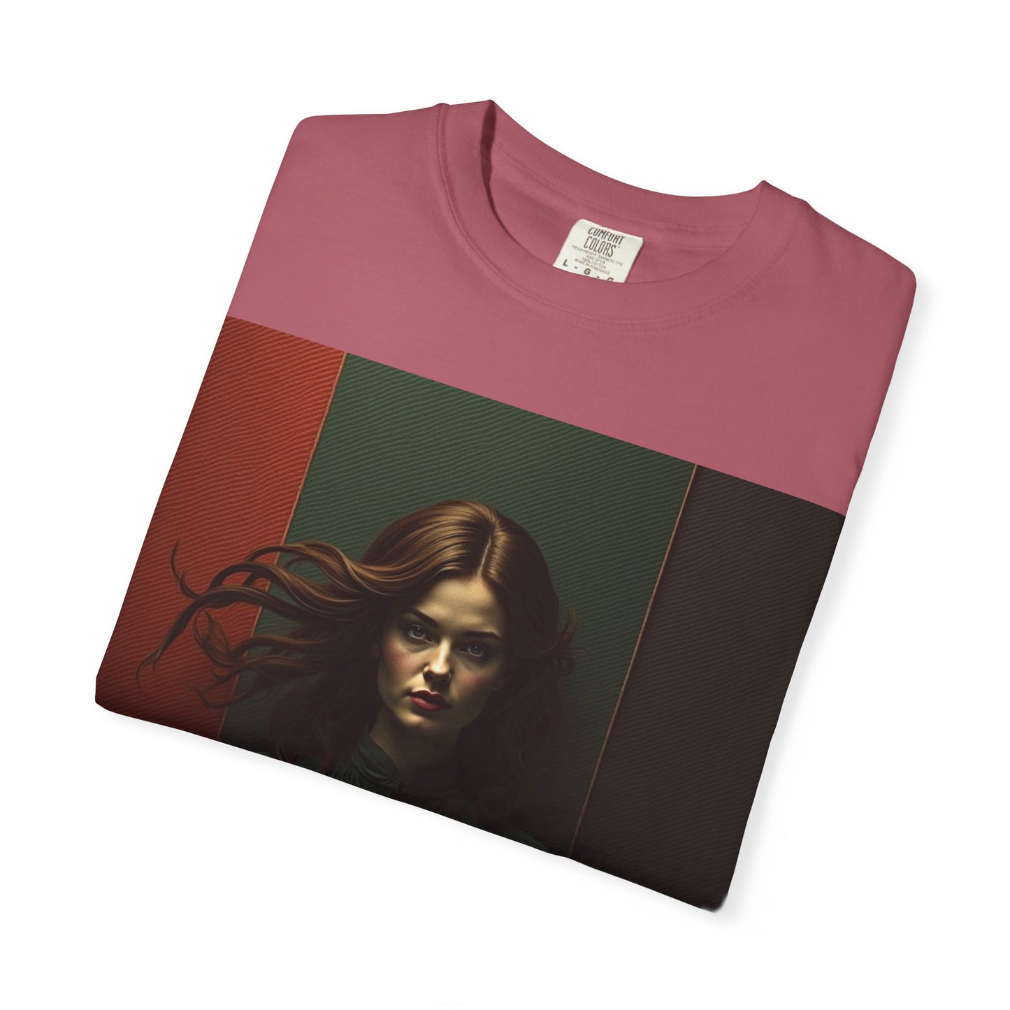 Portrait Photo Tee — Moody Green Woman Graphic T-Shirt