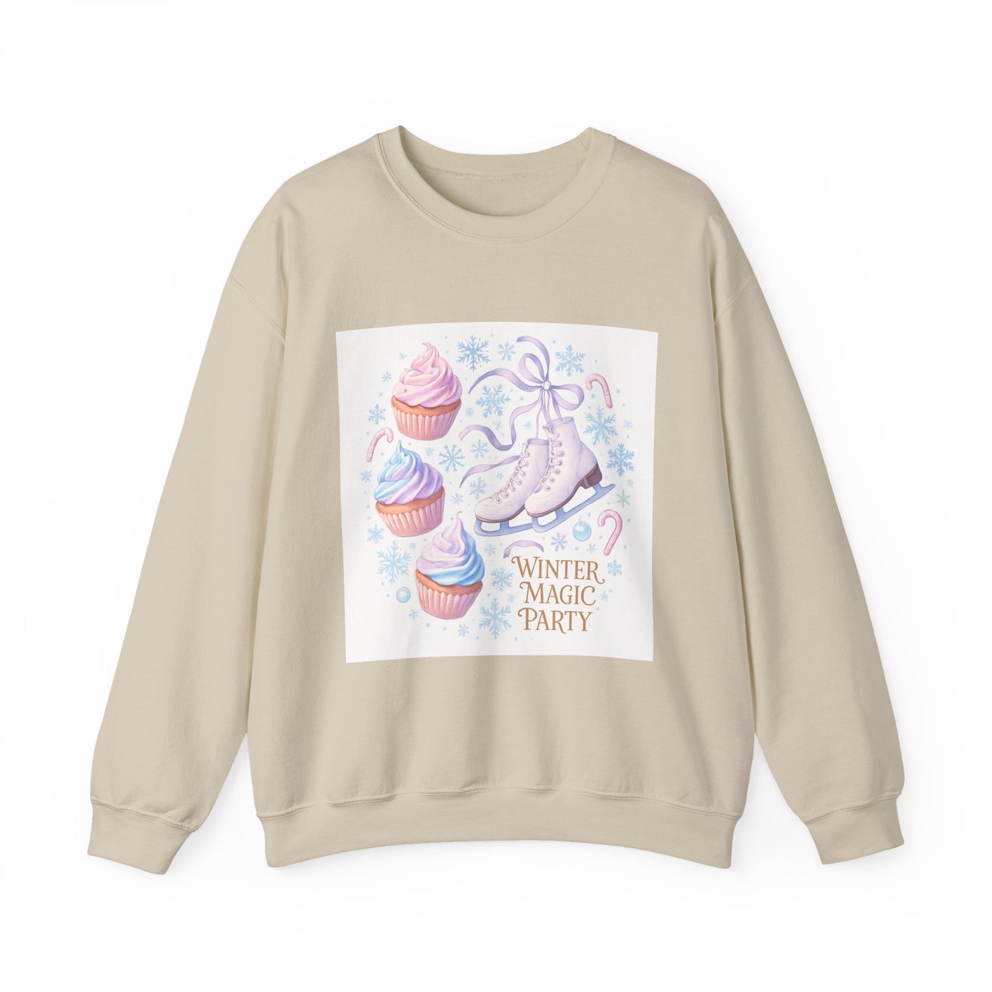 Winter Magic Party Sweatshirt — Ice Skates & Cupcakes Cozy Crewneck