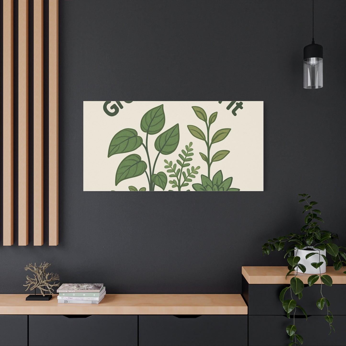 Grow Through It Canvas Wall Art — Botanical Inspirational Quote Matte Print