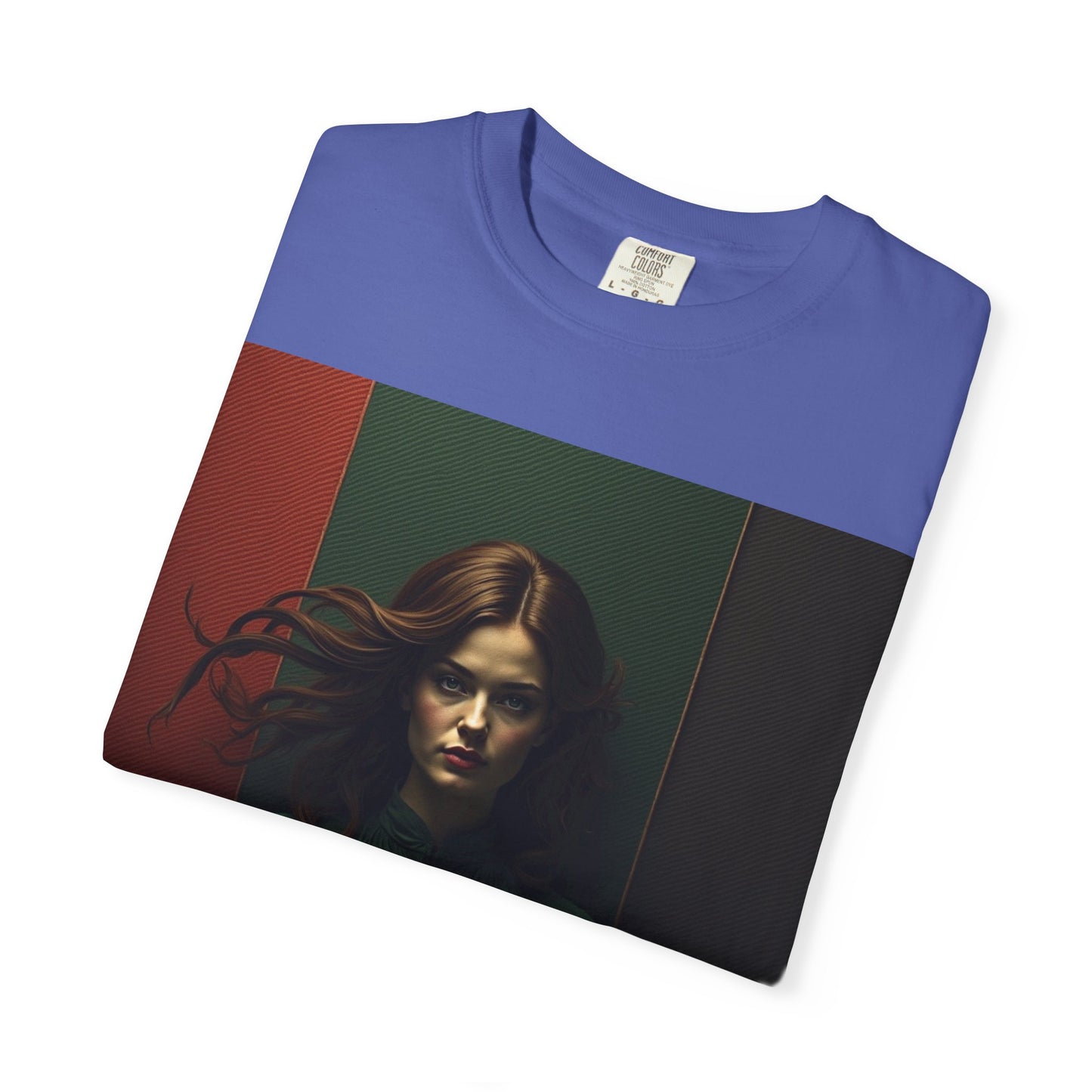 Portrait Photo Tee — Moody Green Woman Graphic T-Shirt