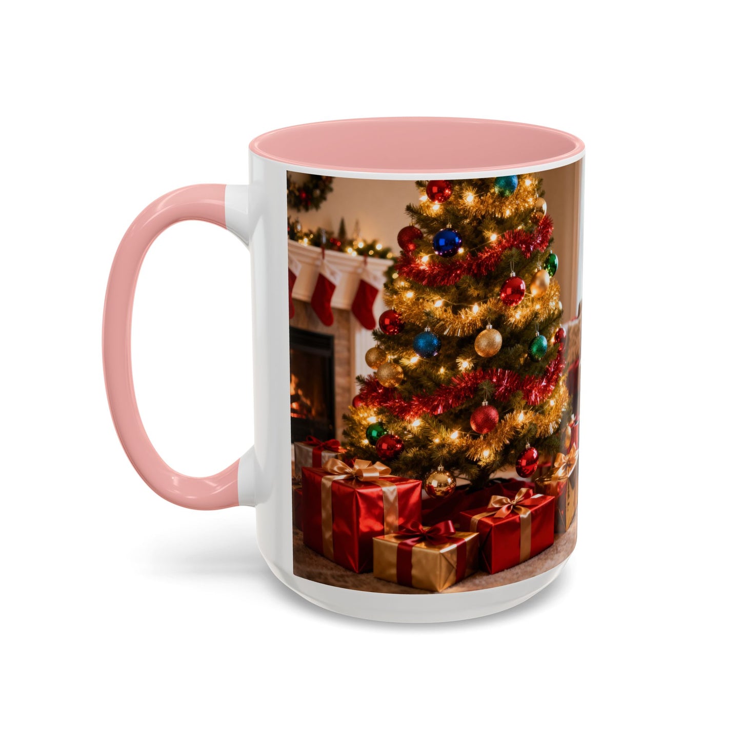 Christmas Living Room Coffee Mug – Festive Tree, Fireplace & Presents Accent Mug (11/15oz)