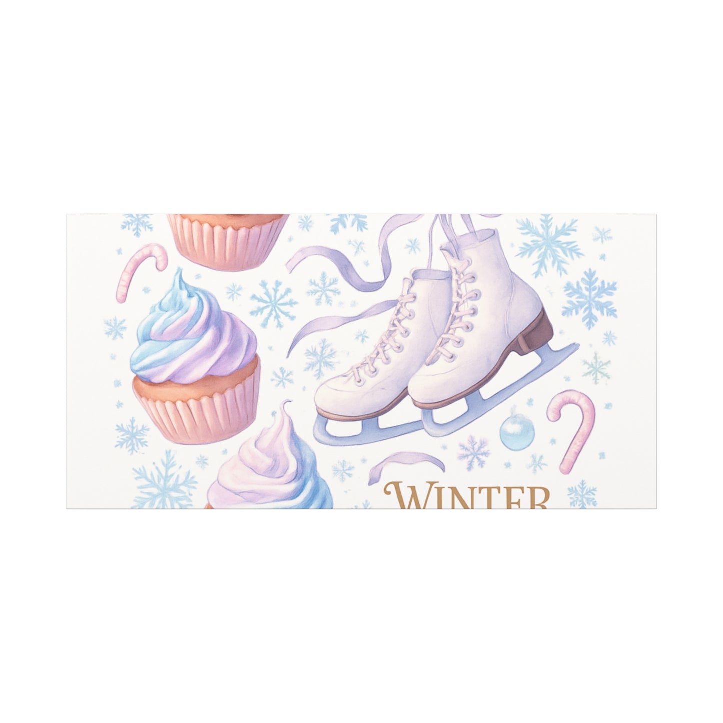 Winter Magic Party Canvas — Ice Skates & Cupcakes Matte Wall Art