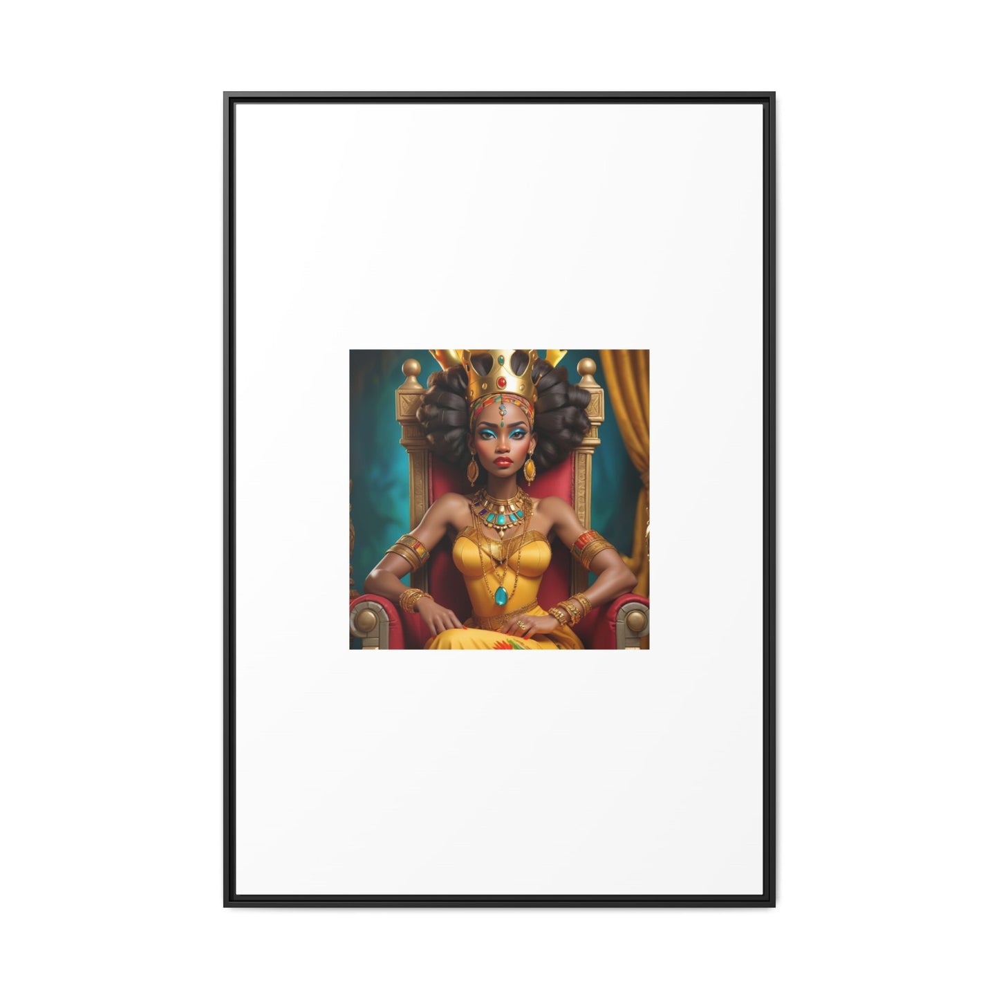 Framed Matte Canvas Art — Regal African Queen Portrait