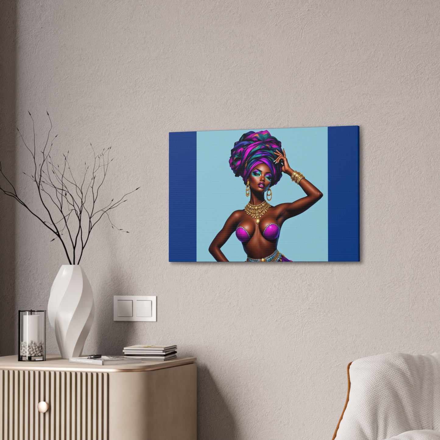 Afro Goddess Canvas Print — Vibrant Headwrap Wall Art