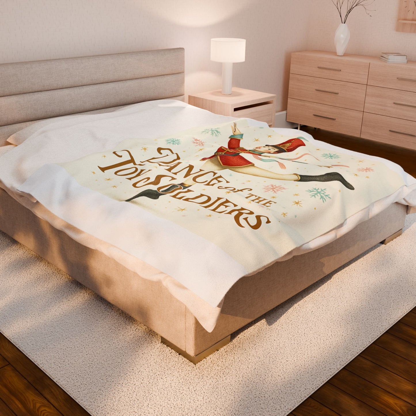 Dance of the Toy Soldiers Velveteen Plush Blanket — Vintage Nutcracker Holiday Throw