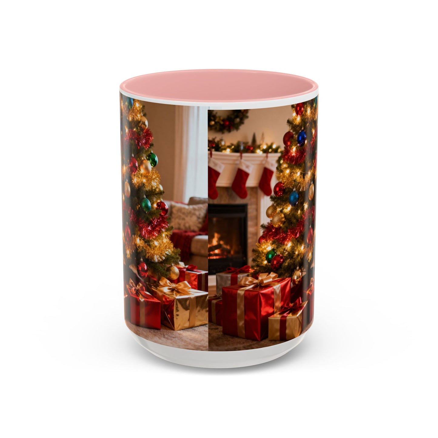 Christmas Living Room Coffee Mug – Festive Tree, Fireplace & Presents Accent Mug (11/15oz)