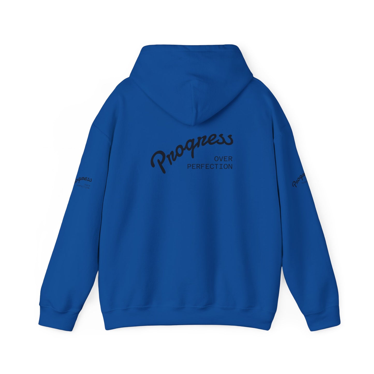 Progress Over Perfection Hoodie — Inspirational Minimalist White Pullover