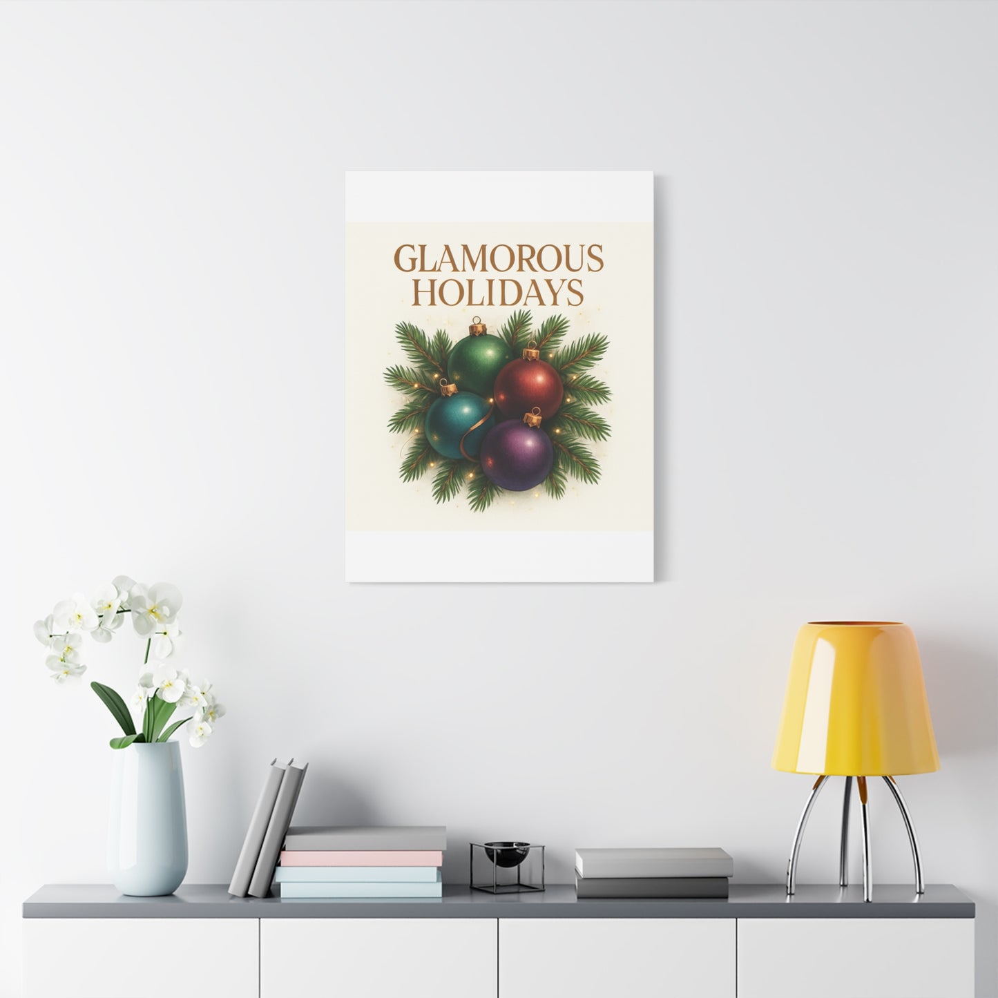 Glamorous Holidays Christmas Ornament Canvas Wall Art