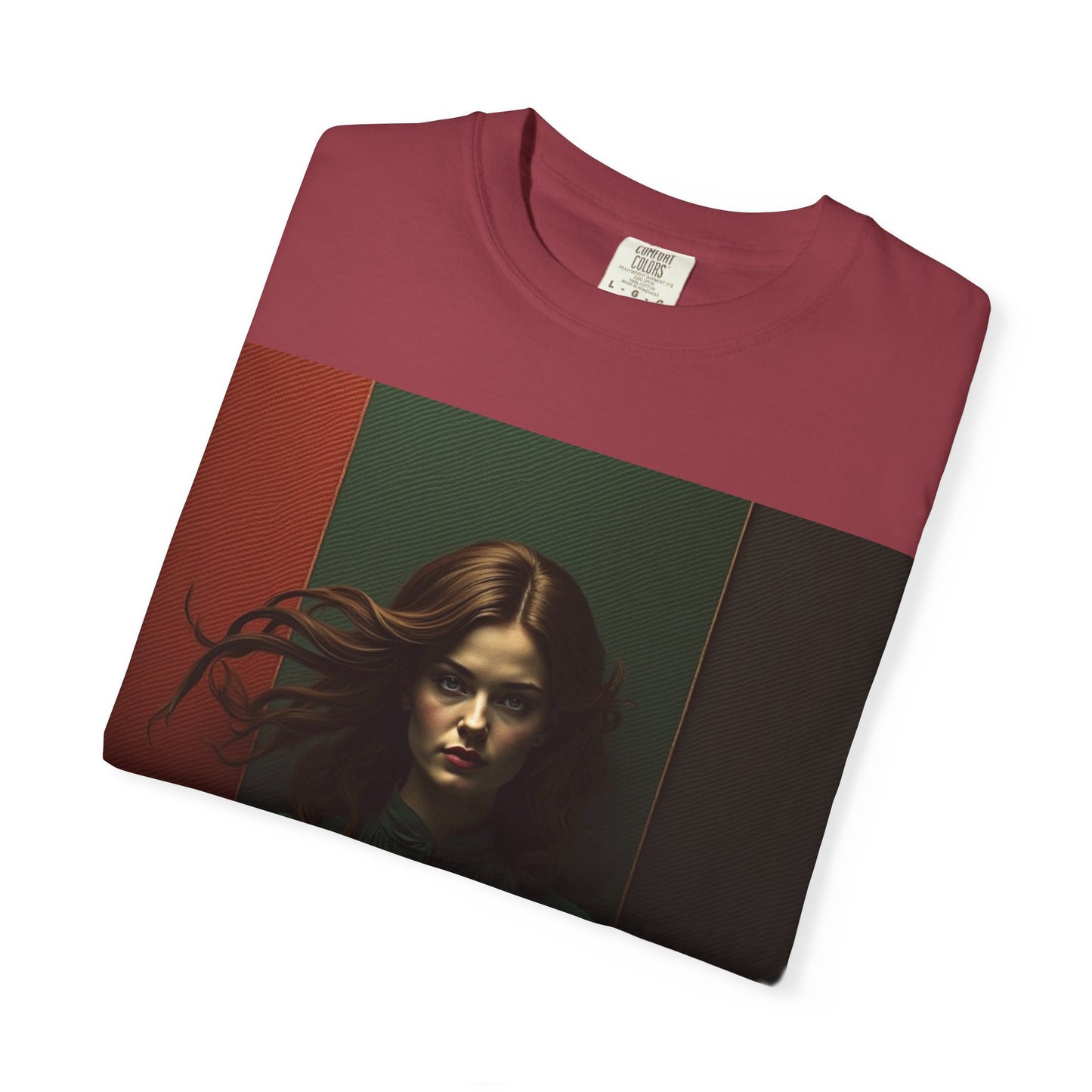 Portrait Photo Tee — Moody Green Woman Graphic T-Shirt