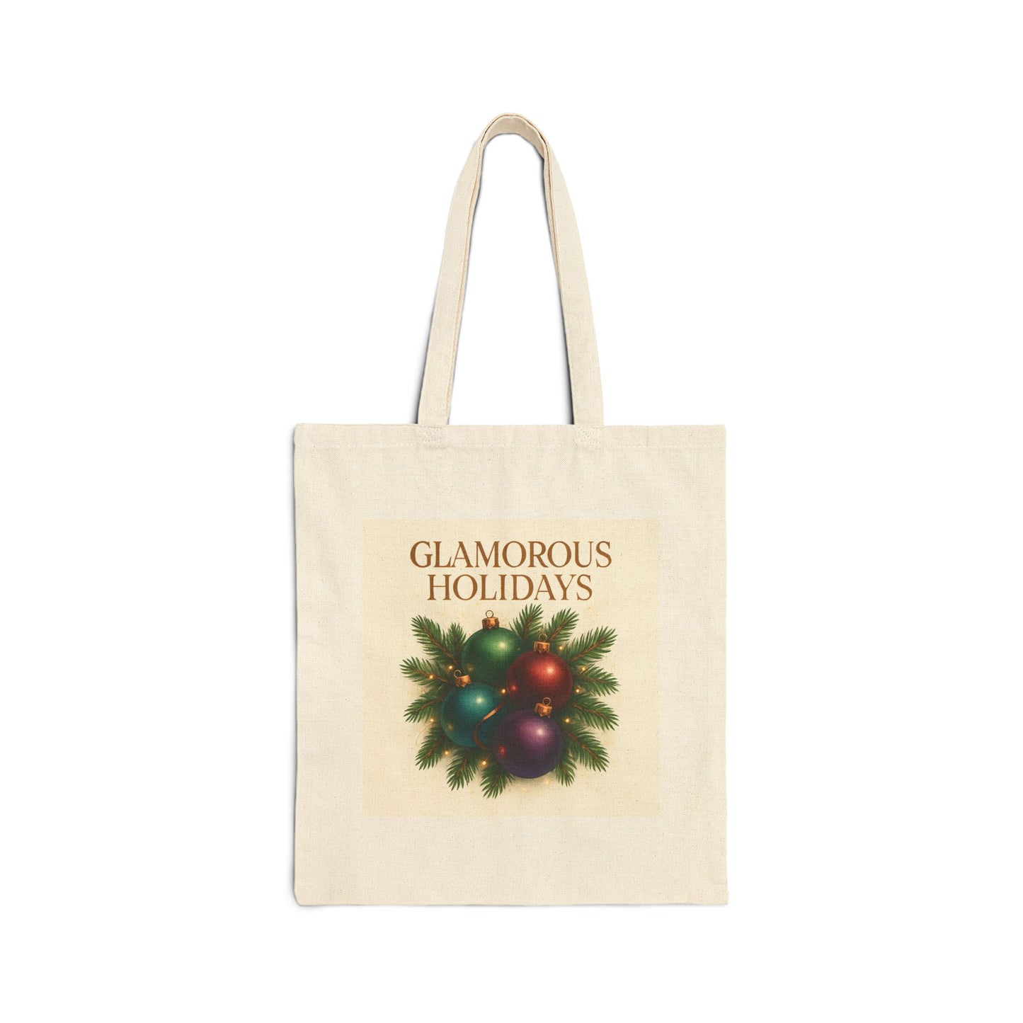 Glamorous Holidays Canvas Tote Bag – Festive Ornament Wreath Holiday Market Tote