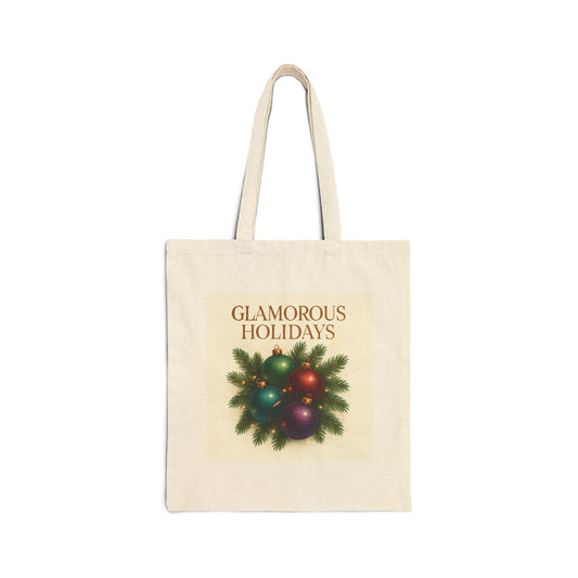 Glamorous Holidays Canvas Tote Bag – Festive Ornament Wreath Holiday Market Tote