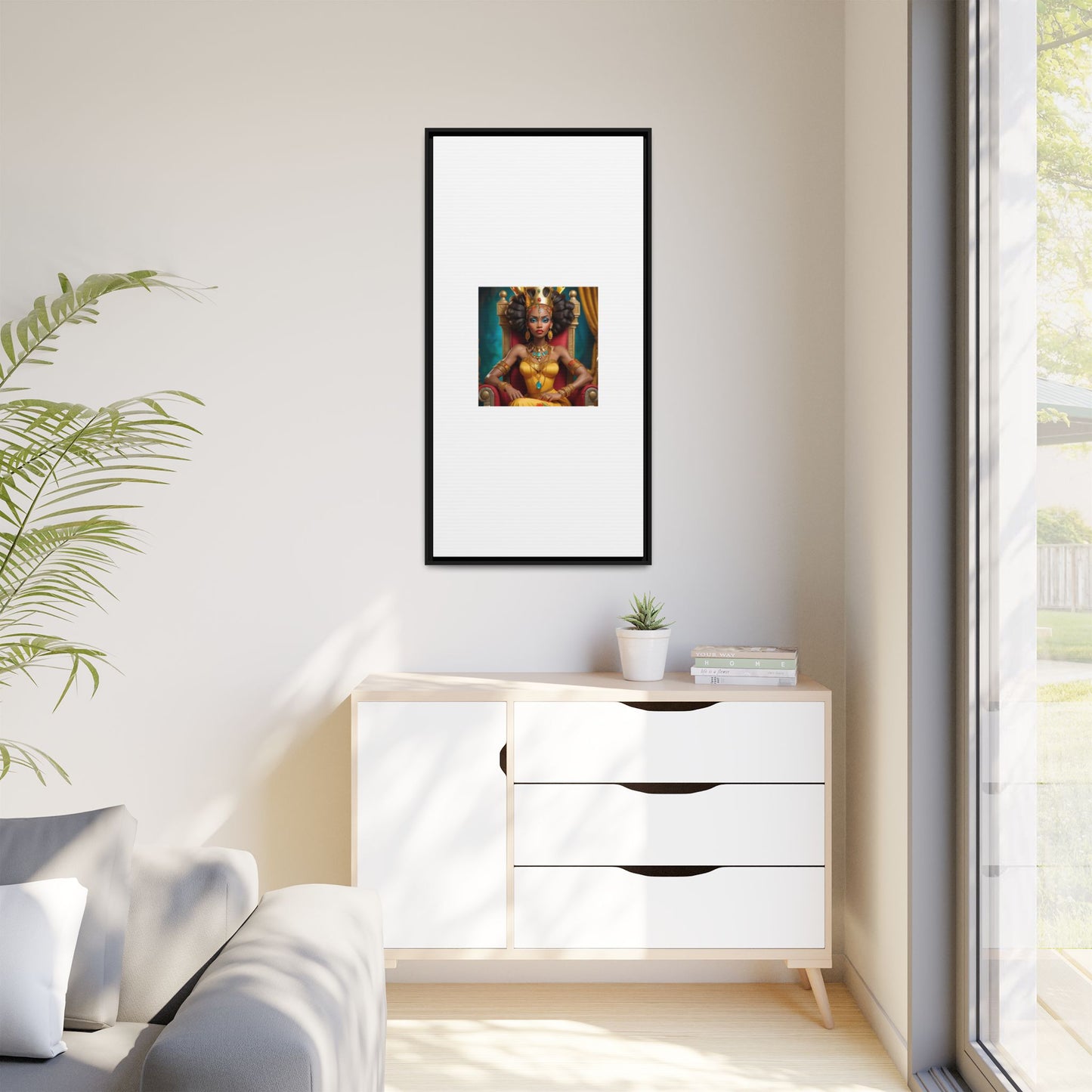 Framed Matte Canvas Art — Regal African Queen Portrait